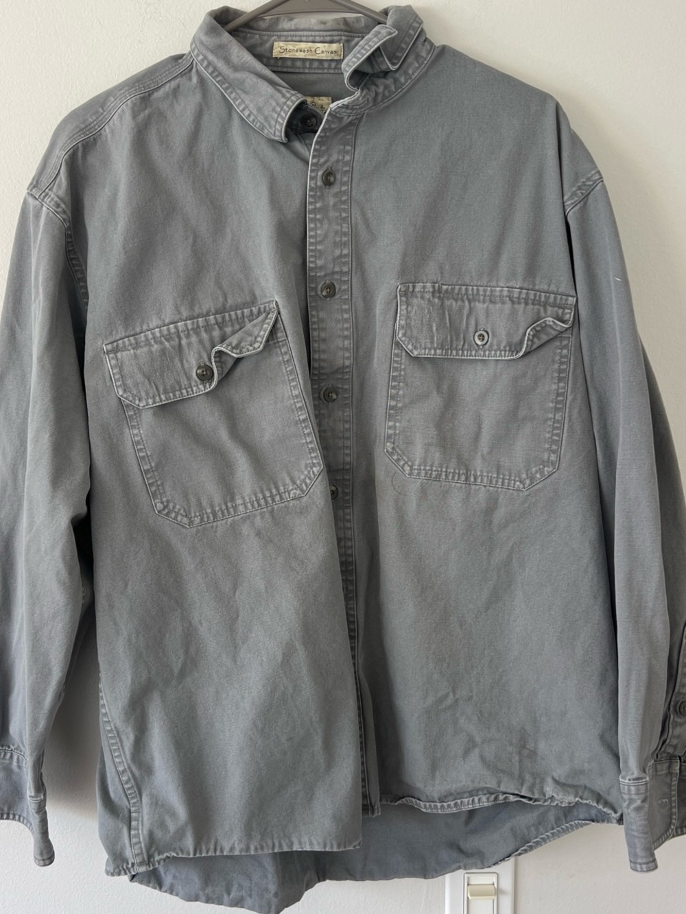 Vintage Men's Gray Utility Shirt Jacket